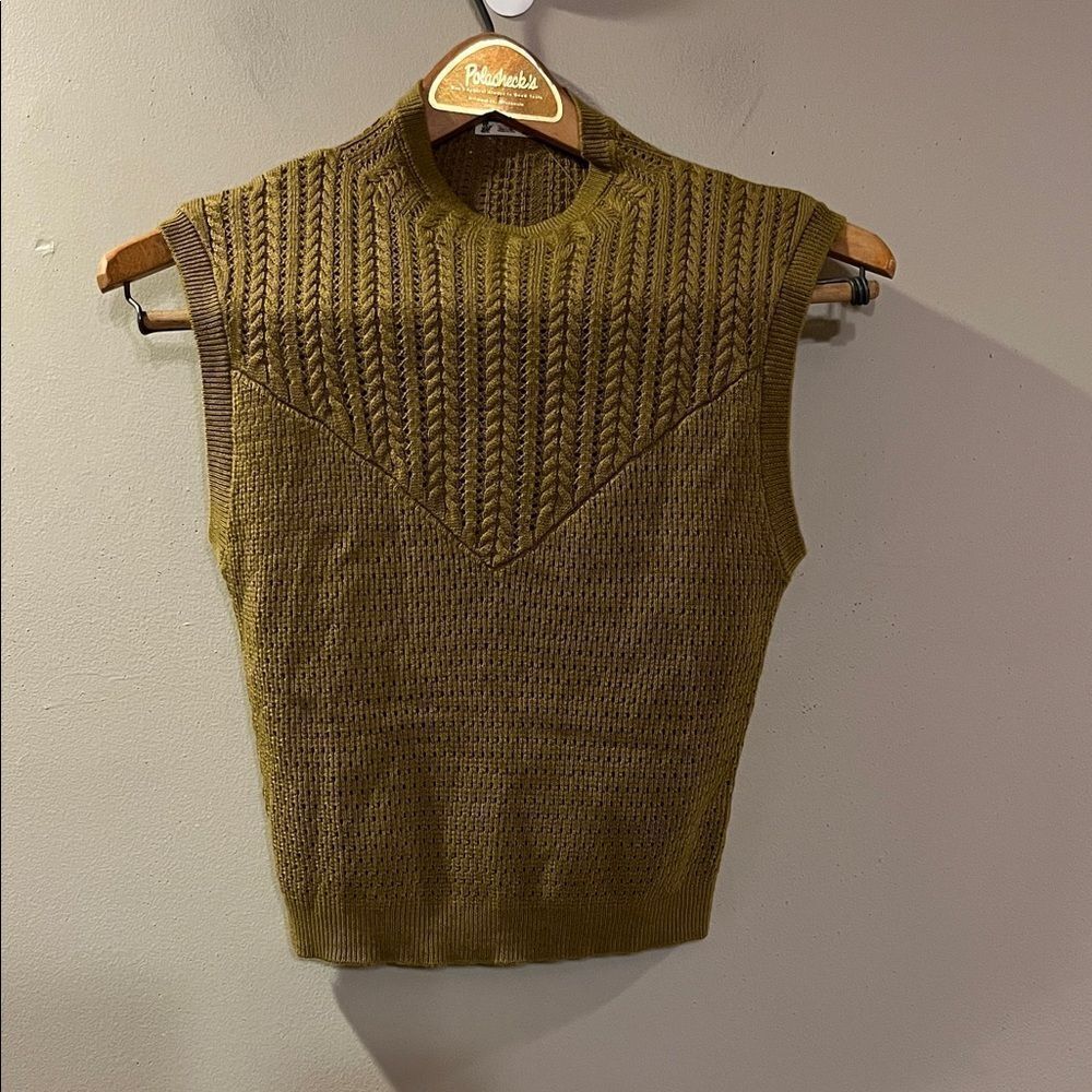Free People Olive Knit Sleeveless Top